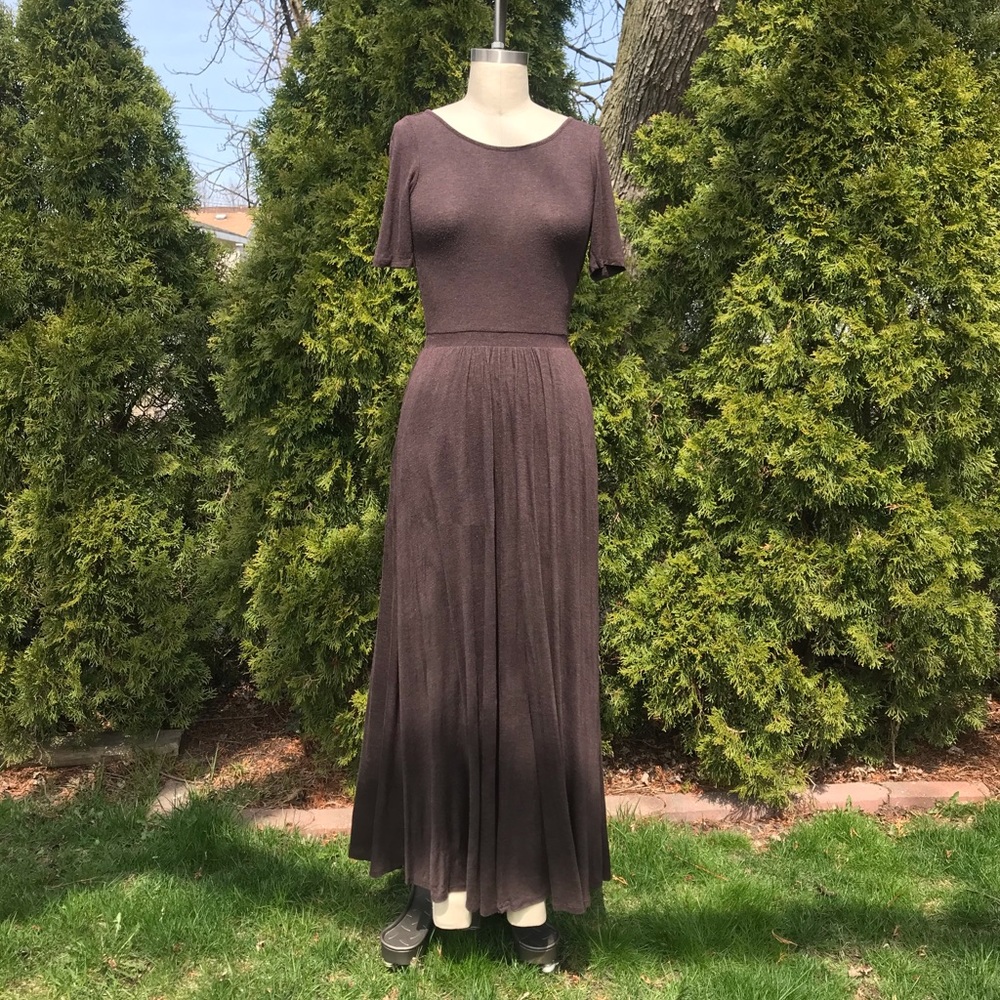 Anthropologie Bordeaux Long Plum Cotton Maxi Dress